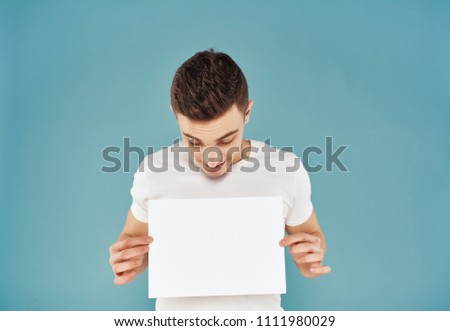  man looking at blank sheet of paper seat free                              