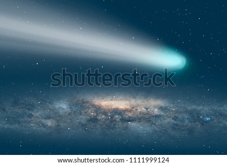 Comet on the space Milky Way galaxy in the background "Elements of this image furnished by NASA "