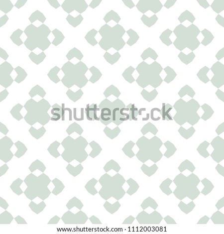 Vector ornamental floral seamless pattern. Elegant geometric background with flower figures, diamond shapes, repeat tiles. Abstract ornament texture in retro vintage colors, pale green and white