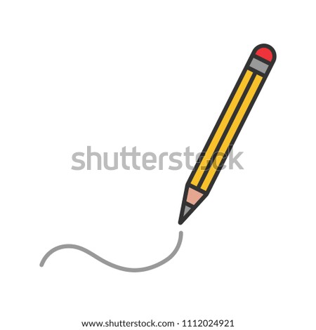 Writing pencil color icon. Drawing. Isolated vector illustration