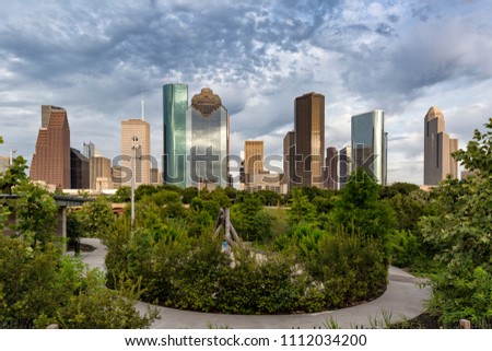 Houston skylines Buffalo Bayou Park