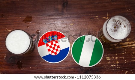 2018 Football Match Calendar with Beer Mats with Flags of Croatia and Nigeria. 
