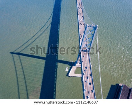 Aerial pictures of Rincon park and Oakland Bay Bridge, San Francisco