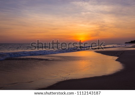 Landscape of sunset on paradise tropical beach in Sri Lanka
