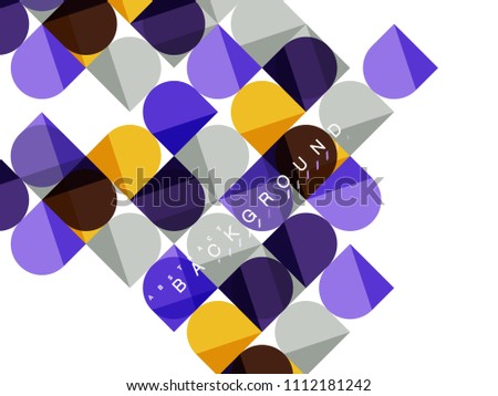 Round square geometric shapes on white, tile mosaic abstract background. Vector artistic illustration for presentation, app wallpaper, banner or poster
