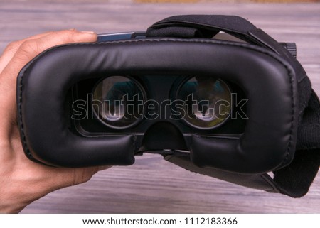 Vr device in man hand