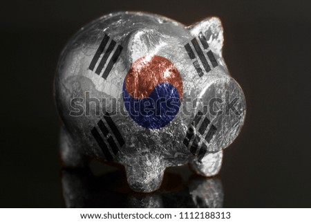 Piggy bank withSouth Korean Flag on a black background