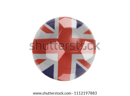 British flag on Soccer ball isolated on a white background
