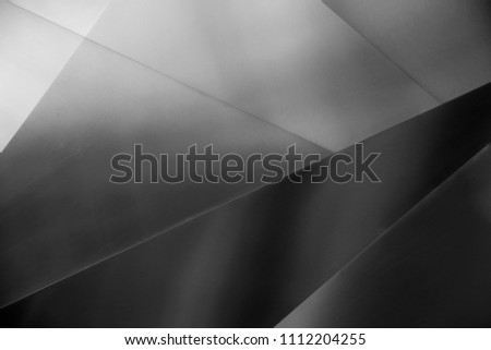 Metal surfaces / facets. Abstract architecture close-up photo with elements of modern building. Constructive background in minimal style. Polygonal geometric composition. Royalty-Free Stock Photo #1112204255