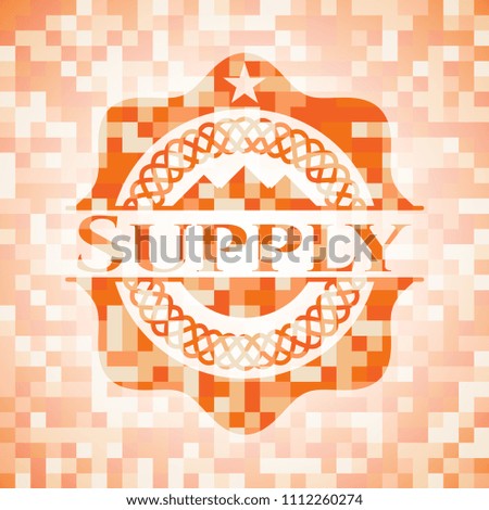 Supply orange mosaic emblem with background