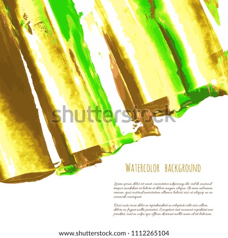 Vector green, yellow brown oil, watercolor texture background with dry brush stains, strokes, spots isolated on white. Abstract artistic frame, place for text. Acrylic hand painted gradient backdrop.