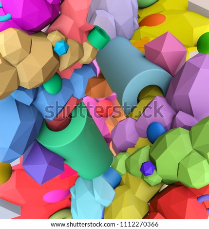 Multicolored geometric figure. Abstract geometric shape. 3D illustration