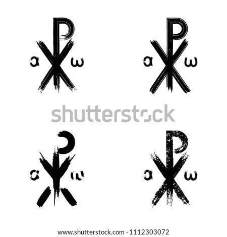 Chi Rho brush symbol. Chrismon grunge style. Chi Rho ink icon.
