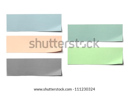  colorful paper label post on white background. Royalty-Free Stock Photo #111230324