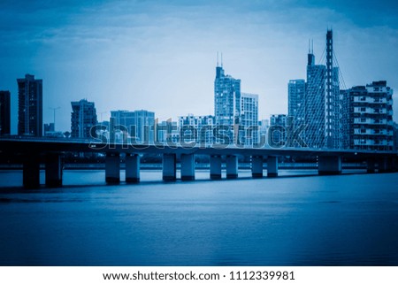 modern city waterfront downtown skyline,China
