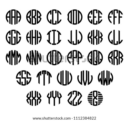 Set of letters to create circle monogram. Monogram alphabet. Vector illustration. Royalty-Free Stock Photo #1112384822