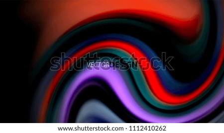 Fluid rainbow colors on black background, vector wave lines and swirls, artistic illustration for presentation, app wallpaper, banner or poster