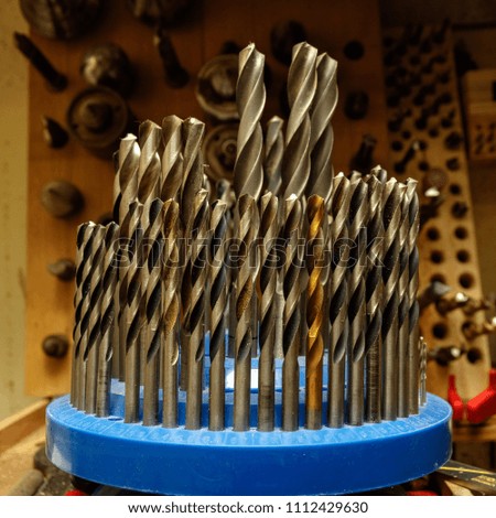 A set of drill bits for metal, close-up