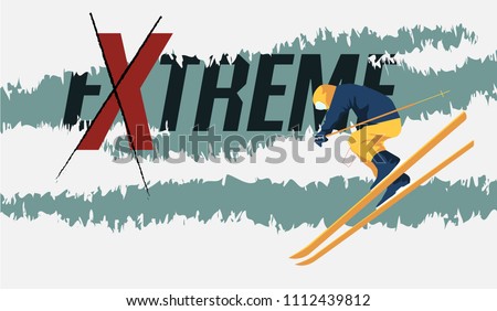 Snowboarder jumping vector illustration. Extreme sport concept.