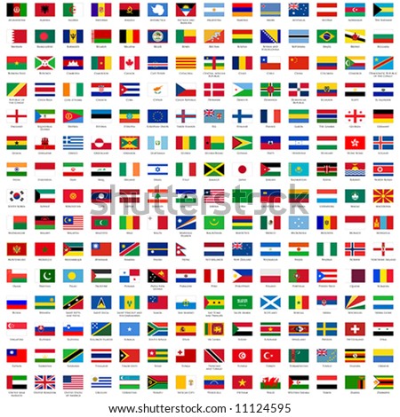 alphabetically sorted flags of the world (3x2) with official RGB coloring and detailed emblems