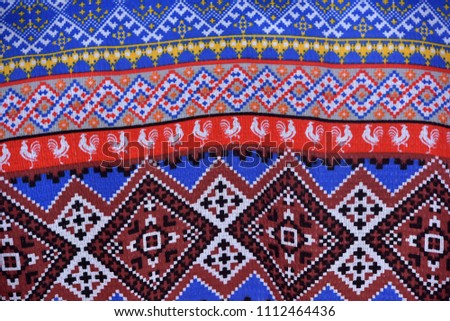 slavic blue with red pattern, detail