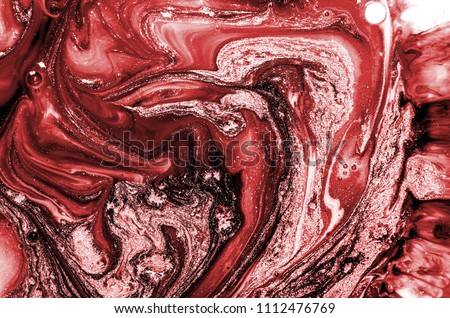 Very beautiful red marble pattern. Abstract art wallpaper. Art and Gold. Ebru- Turkish paper. Natural luxury. Gouache painting- can be used as a trendy background for posters, cards, invitations.