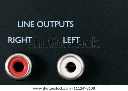 two sockets for connecting speakers to get good music sound, closeup