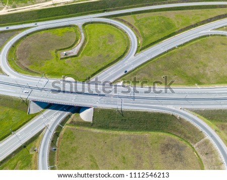 road junction in the countryside aerial view