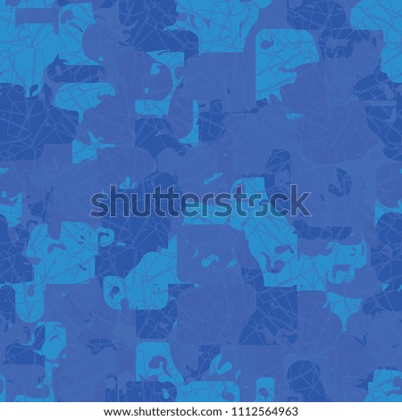 A seamless color pattern composed of torn spots. Texture in camouflage style. Fashionable wallpaper. A network of intersecting broken pentagons.