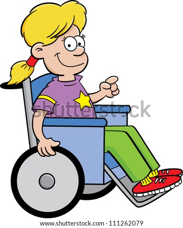 Cartoon illustration of a girl in a wheelchair
