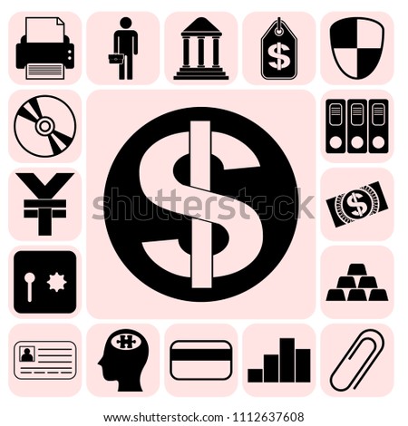 Set of 17 business high quality symbols or icons. Collection. Detailed design. Vector Illustration.