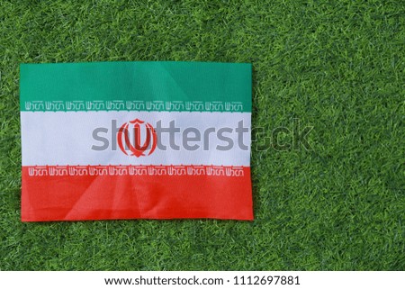 Iran flag on the green lawn.
Concept sport.