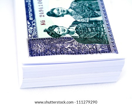 Close up of cash Laos.