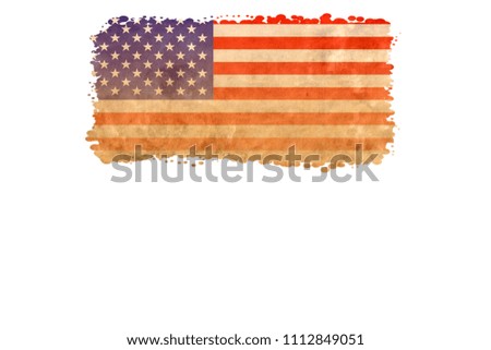 Particular USA FLAG, gradient edges and space for your Text, isolated on White Background