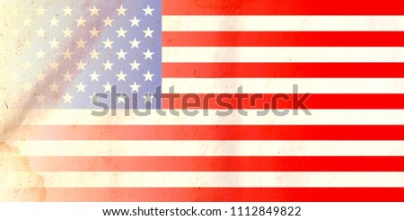 Particular United States of America FLAG on Vintage Paper 