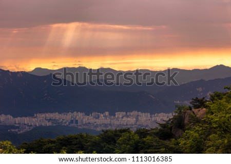 Mountain Landscape  with sunrise sky Seoul  South Korea 