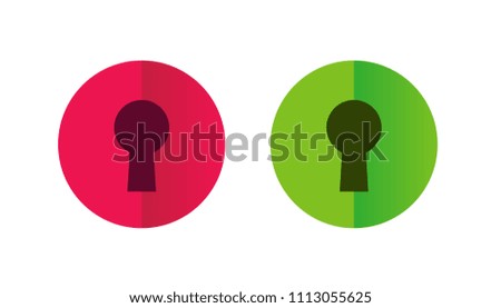 Lock and Unlock Button, Keyhole Symbol, Vector Illustration Set