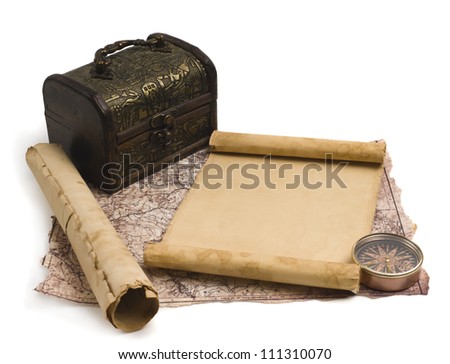 ancient chest with a paper