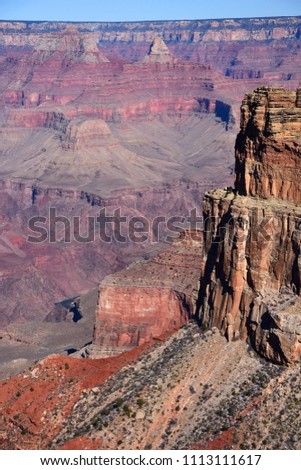 spectacular viewpoint along hermit's rest road over the south rim of the grand canyon in arizona Royalty-Free Stock Photo #1113111617