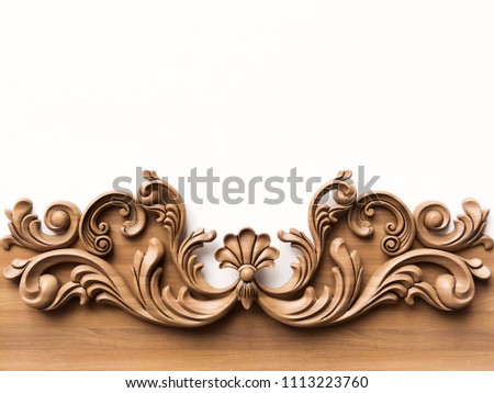 Wooden ornament background. 3D illustration