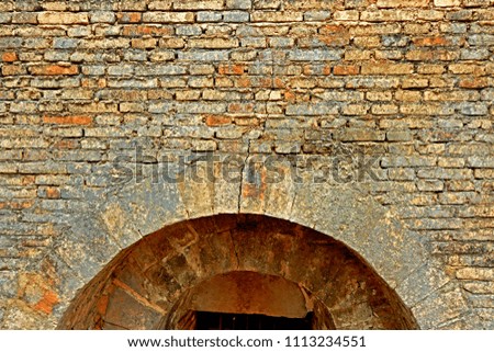 Brick wall of tunnel