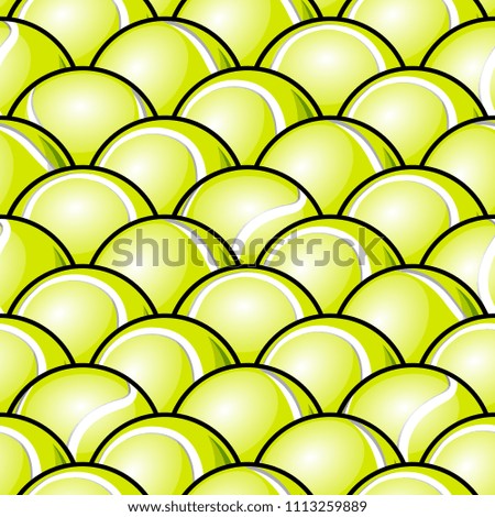 Seamless pattern with tennis ball graphics. Vector illustration. Ideal for wallpaper, packaging, fabric, textile, wrapping paper design and any kind of decoration.