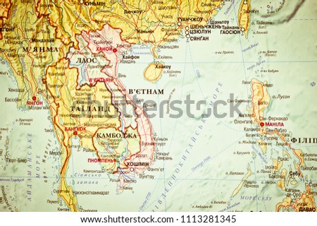 map of Vietnam, Laos, Cambodia, Thailand