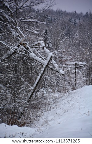 Railroad track winter landscape 