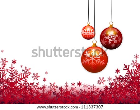 three christmas balls on red background