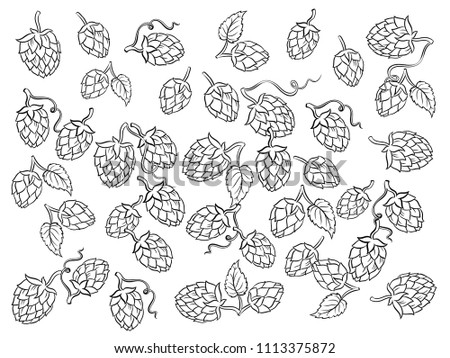 Hops background cartoon coloring vector illustration. White background. Comic book style imitation.