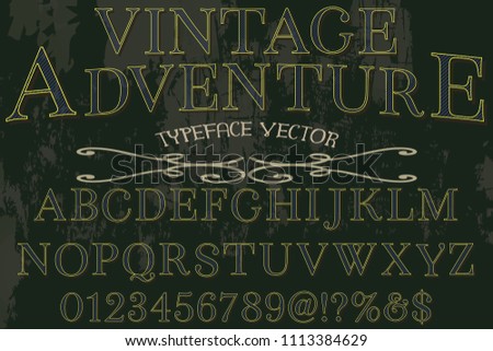 Vintage Font handcrafted vector script alphabet,design handwritten named adventure