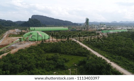 Aerial view of a cement plant.