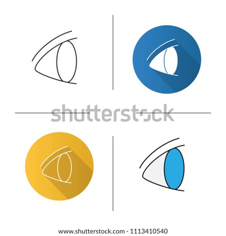 Human eye icon. Ophthalmology. Good vision. Flat design, linear and color styles. Isolated raster illustrations