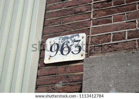 house number sign, old style.